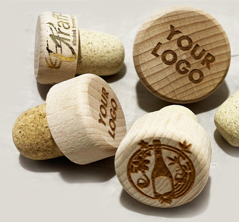 Wooden Bottle Corks, Caps and Cork Heads